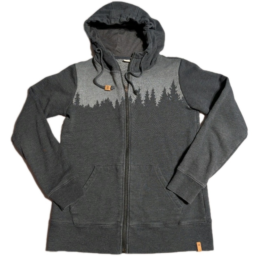Tentree Forest Tree Graphic Full Zip Hoodie Sweatshirt Gray Womens Small